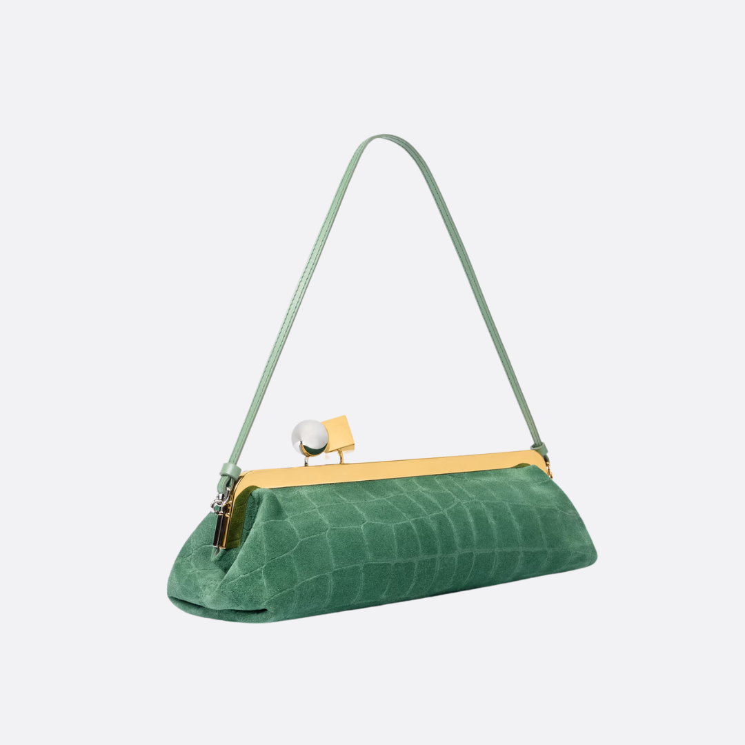 JACQUEMUS LE SALON CLUTCH AUS WILDLEDER MIT KROKO-PRÄGUNG
