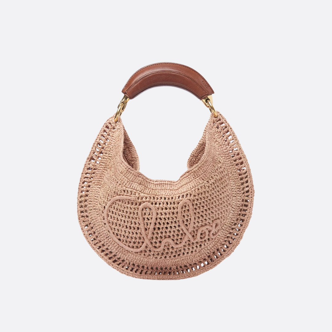 CHLOÉ SOMMER-BANANENTASCHE AUS RAFFIA-BAST