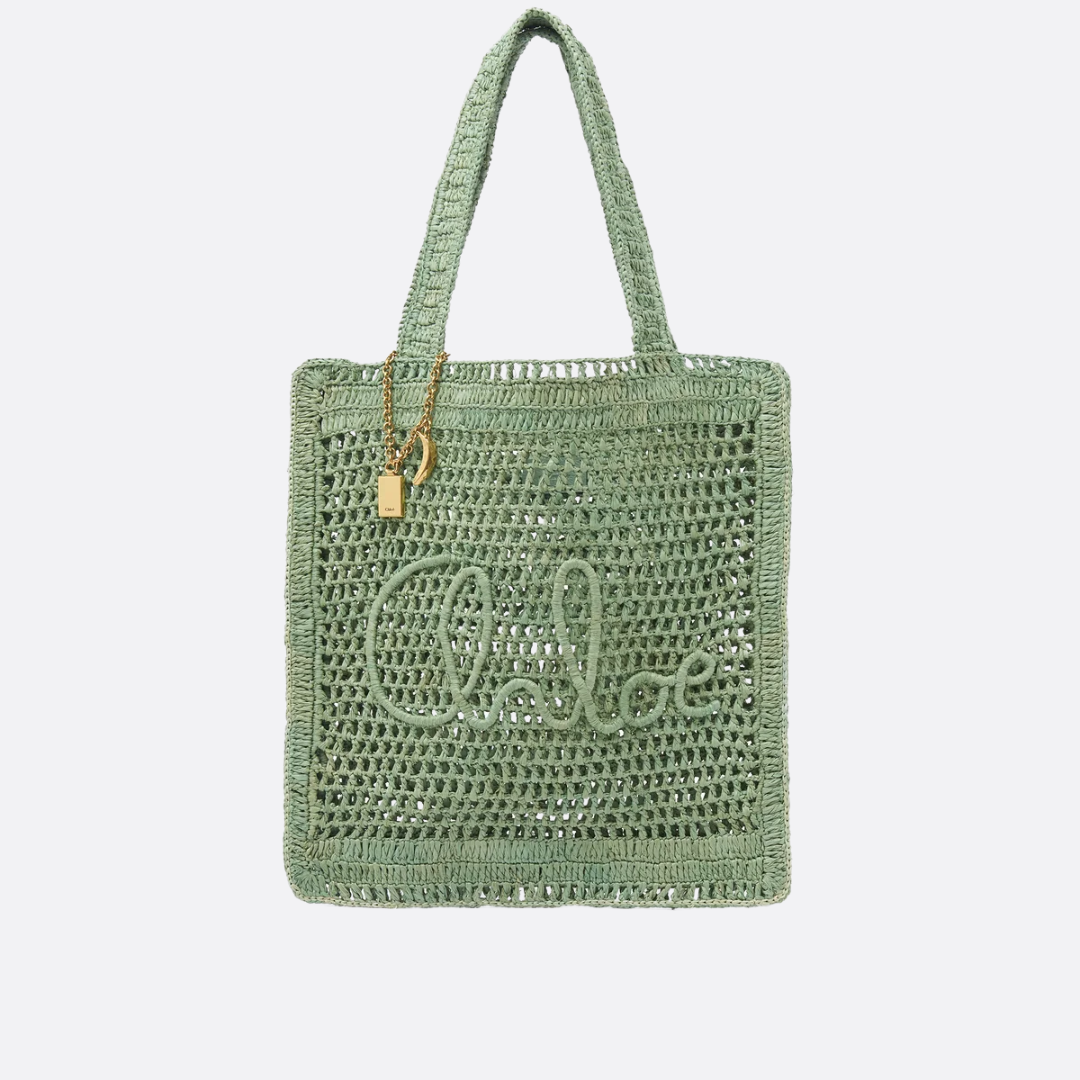 CHLOÉ SOMMER-BANANENTASCHE AUS RAFFIA