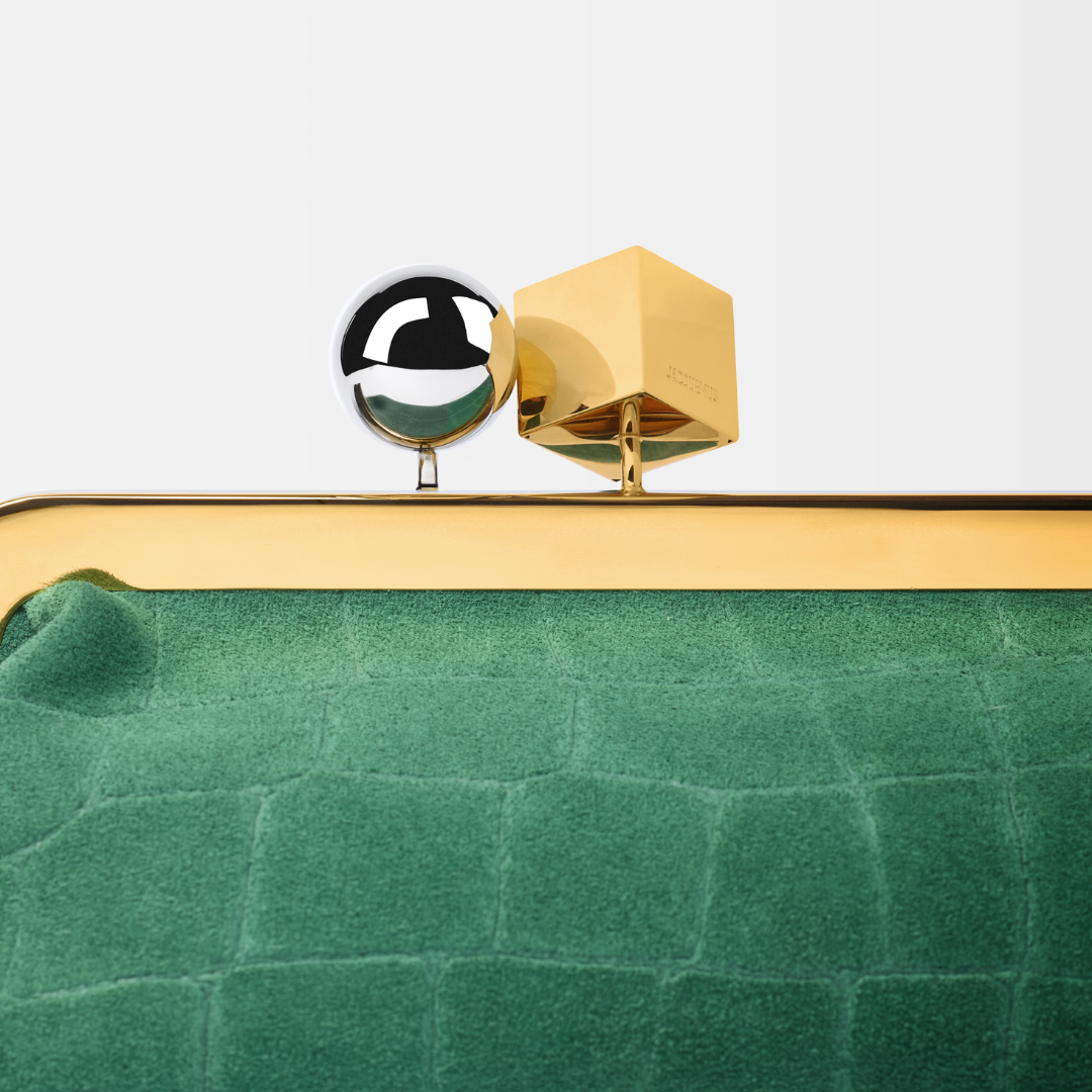 JACQUEMUS LE SALON CLUTCH AUS WILDLEDER MIT KROKO-PRÄGUNG