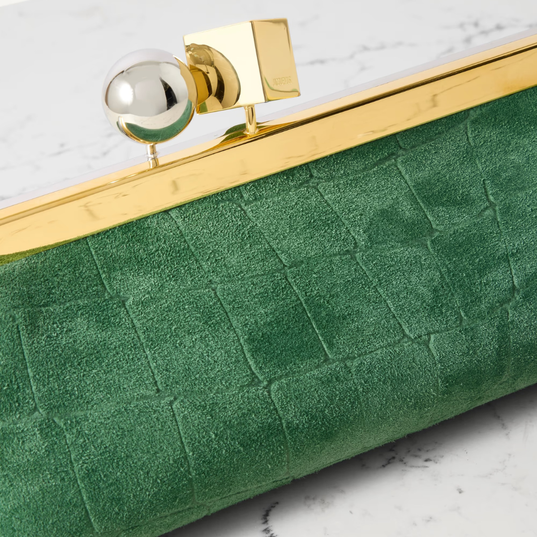 JACQUEMUS LE SALON CLUTCH AUS WILDLEDER MIT KROKO-PRÄGUNG