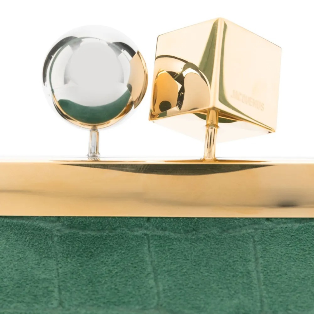 JACQUEMUS LE SALON CLUTCH AUS WILDLEDER MIT KROKO-PRÄGUNG