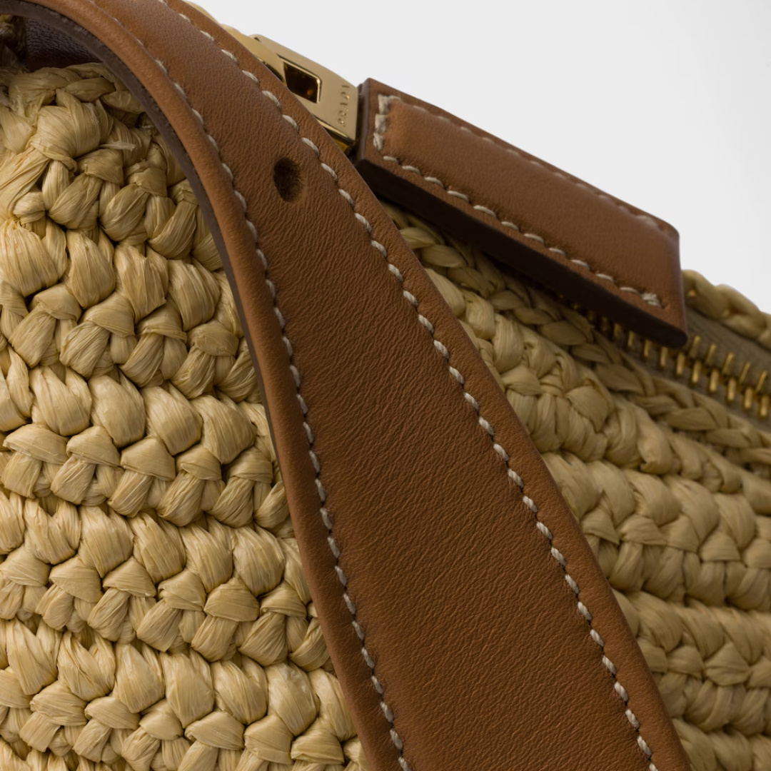 PRADA GROSSE HANDTASCHE AUS HÄKELSTRICK UND LEDER