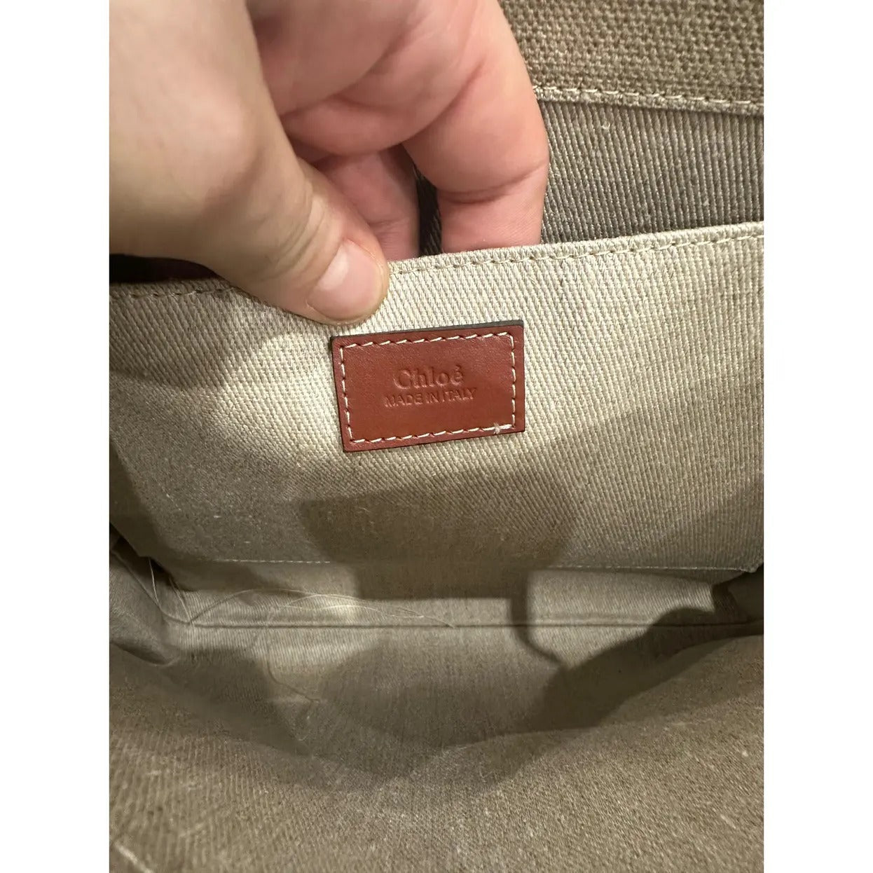 CHLOÉ WOODY TOTE BAG AUS LEINEN